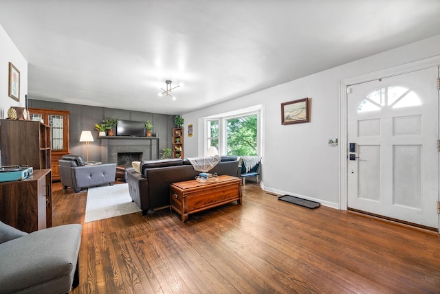 1207 Trotwood Ave, Columbia, TN 38401 - living area with wood finished floors and a fireplace