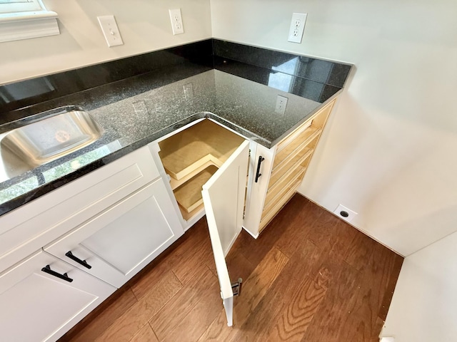 65 Misty Ln, Castalian Springs, TN 37031 - kitchen with dark wood-style flooring, white cabinets, and dark stone countertops
