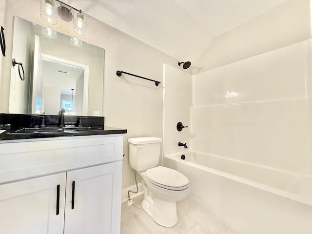 65 Misty Ln, Castalian Springs, TN 37031 - full bath featuring vanity, bathtub / shower combination, lofted ceiling, and tile patterned floors