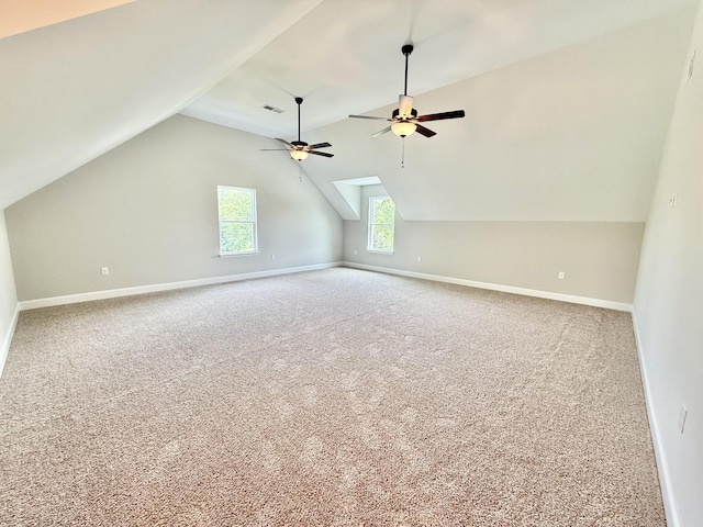 65 Misty Ln, Castalian Springs, TN 37031 - additional living space with lofted ceiling, ceiling fan, and carpet