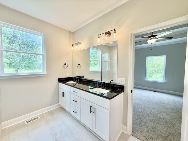 65 Misty Ln, Castalian Springs, TN 37031 - full bath featuring healthy amount of natural light, double vanity, and a ceiling fan