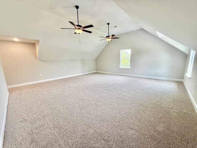 65 Misty Ln, Castalian Springs, TN 37031 - bonus room featuring carpet flooring, lofted ceiling, a ceiling fan, and a skylight