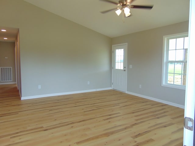 369 Brace Loop, Summertown, TN 38483 - unfurnished room with ceiling fan, light wood-style floors, and lofted ceiling