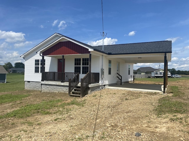 369 Brace Loop, Summertown, TN 38483 - view of front of house with a carport, crawl space, and covered porch