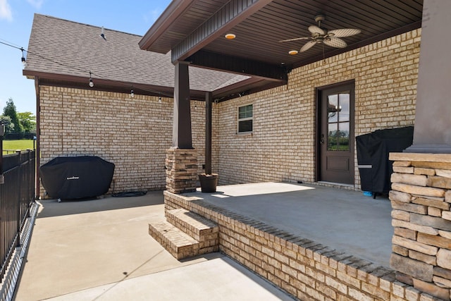 268 Planters Cir, Leoma, TN 38468 - view of patio / terrace with ceiling fan and a grill