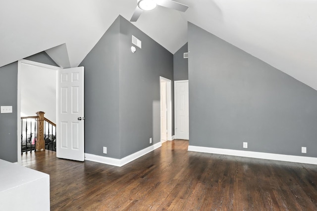 1069 Pleasant Valley Rd, Greenbrier, TN 37073 - additional living space with vaulted ceiling, wood finished floors, and a ceiling fan