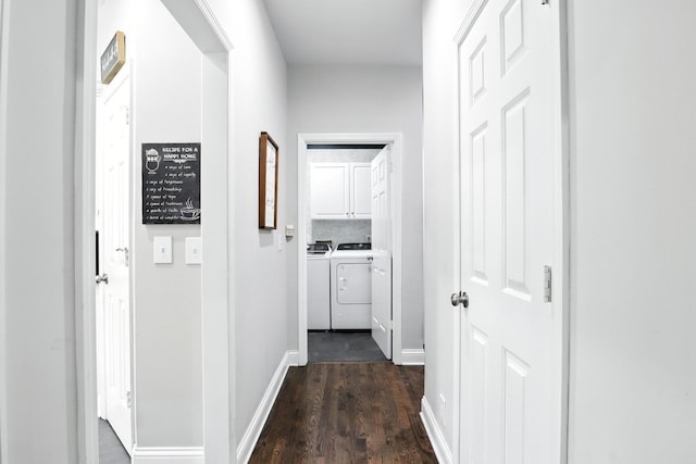 1069 Pleasant Valley Rd, Greenbrier, TN 37073 - hallway with washer and dryer and dark wood-style floors