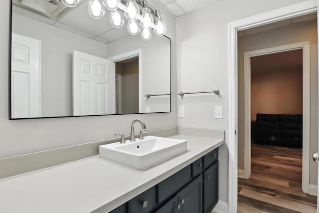 1069 Pleasant Valley Rd, Greenbrier, TN 37073 - bathroom featuring vanity, wood finished floors, and a paneled ceiling