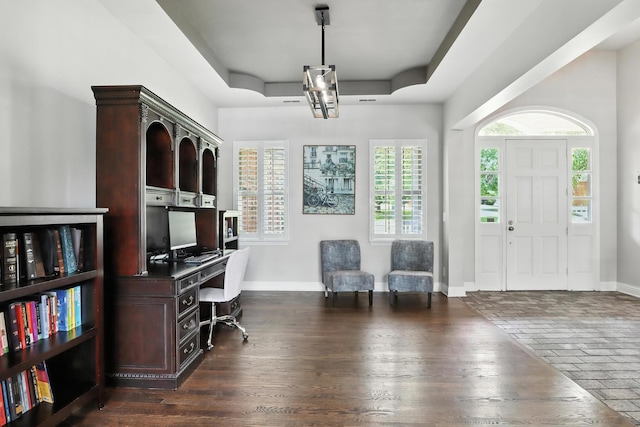 1069 Pleasant Valley Rd, Greenbrier, TN 37073 - office area featuring baseboards and dark wood-style floors