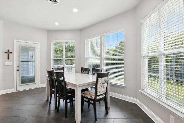 1069 Pleasant Valley Rd, Greenbrier, TN 37073 - dining space featuring plenty of natural light, dark tile patterned flooring, and recessed lighting