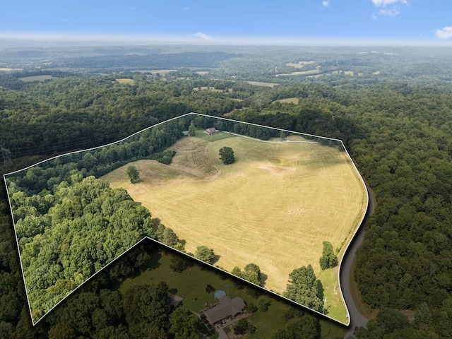4255 Mcfall Rd, Cumberland City, TN 37050 - aerial view of property's location featuring a heavily wooded area and property boundaries highlighted