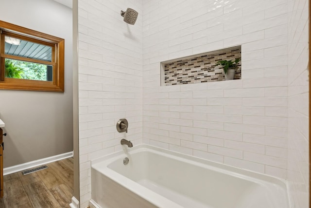 4255 Mcfall Rd, Cumberland City, TN 37050 - full bathroom with wood finished floors,  shower combination, and vanity
