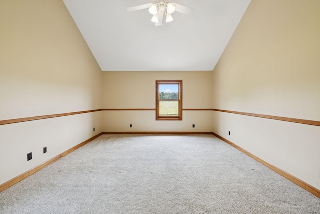 4255 Mcfall Rd, Cumberland City, TN 37050 - carpeted spare room featuring lofted ceiling and a ceiling fan