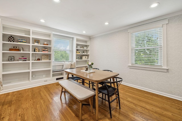 204 Eldon Ct, Nashville, TN 37214 - dining space with ornamental molding, wood finished floors, healthy amount of natural light, recessed lighting, and built in features