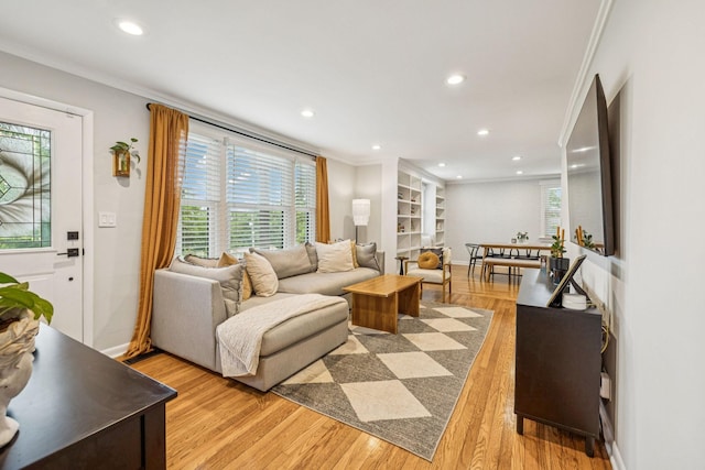 204 Eldon Ct, Nashville, TN 37214 - living area with crown molding, recessed lighting, and light wood finished floors