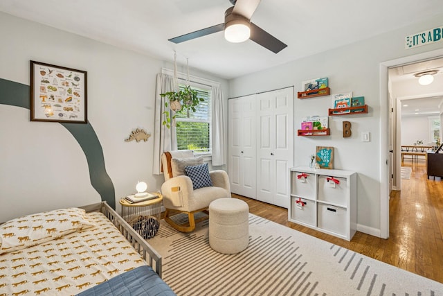 204 Eldon Ct, Nashville, TN 37214 - bedroom with wood finished floors, a closet, and a ceiling fan