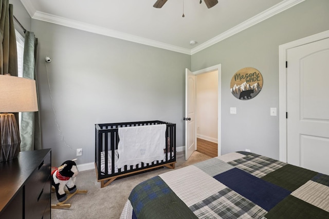 623 Josef Cir, Columbia, TN 38401 - bedroom with crown molding, carpet flooring, and a ceiling fan