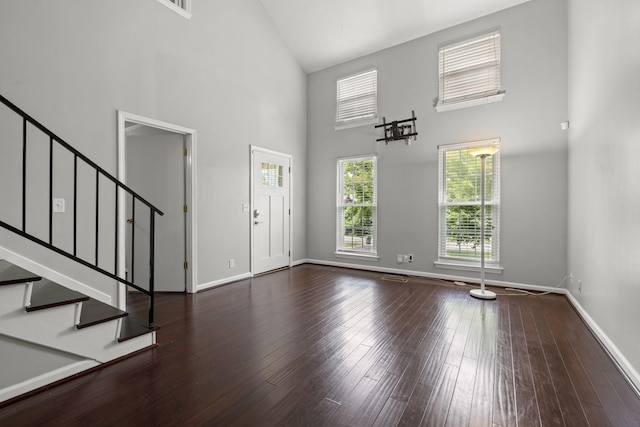1029 Rachels Square Dr, Hermitage, TN 37076 - foyer featuring high vaulted ceiling, stairway, and wood finished floors