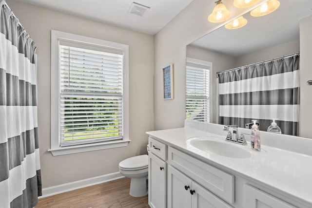 2213 Kirkwall Dr, Nolensville, TN 37135 - bathroom featuring plenty of natural light, vanity, wood finished floors, and a shower with curtain