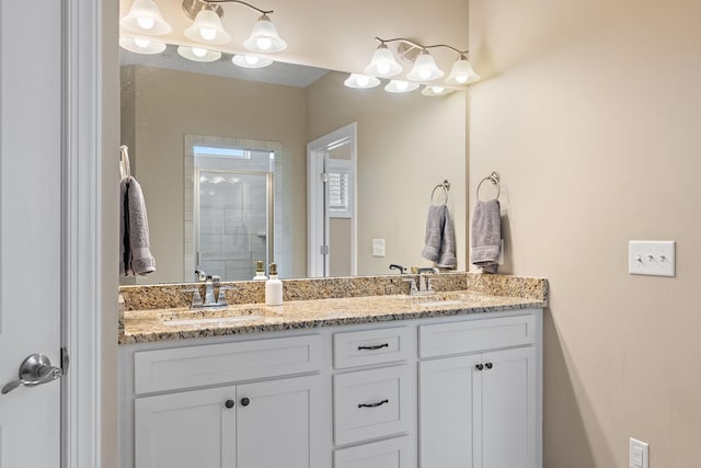 2213 Kirkwall Dr, Nolensville, TN 37135 - bathroom featuring double vanity and a shower stall