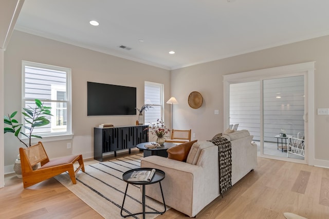 317 Delta Way, La Vergne, TN 37086 - living area with light wood finished floors, plenty of natural light, ornamental molding, and recessed lighting