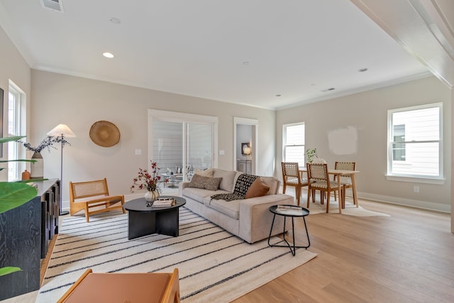 317 Delta Way, La Vergne, TN 37086 - living area with light wood-type flooring, crown molding, and recessed lighting