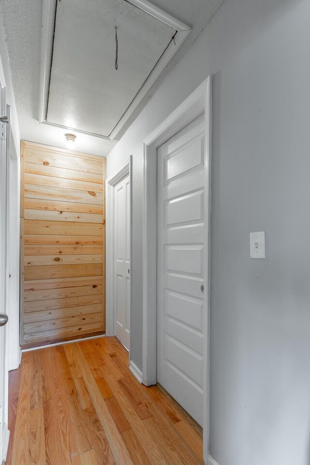 3405 Elder Mountain Rd, Chattanooga, TN 37419 - corridor with attic access and light wood-style flooring