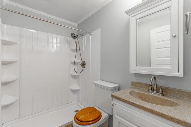 3405 Elder Mountain Rd, Chattanooga, TN 37419 - bathroom with a shower, crown molding, and vanity