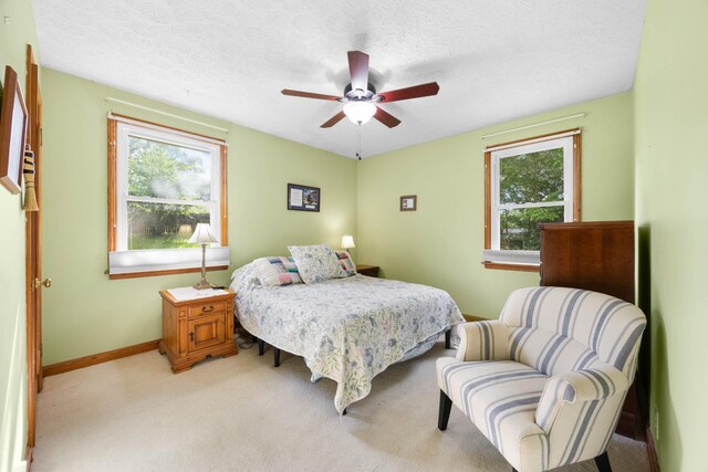 19 Garth Dr, Clarksville, TN 37040 - bedroom featuring multiple windows, light carpet, a ceiling fan, and a textured ceiling