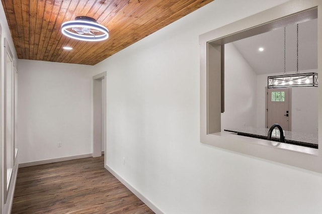 130 Rachelle Pl, Baxter, TN 38544 - hall with wooden ceiling, recessed lighting, and wood finished floors