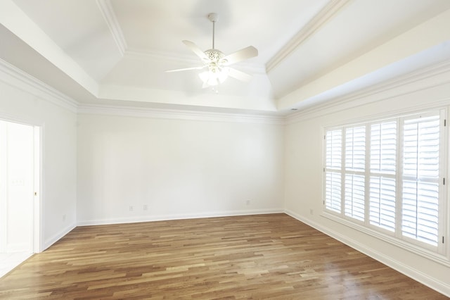 1176 Fairvue Village Ln, Gallatin, TN 37066 - unfurnished room featuring a raised ceiling, a ceiling fan, light wood-style floors, and crown molding
