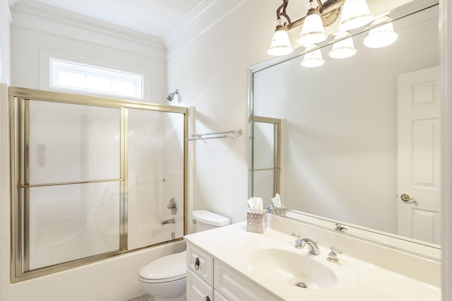 1176 Fairvue Village Ln, Gallatin, TN 37066 - full bathroom with vanity, bath / shower combo with glass door, and ornamental molding