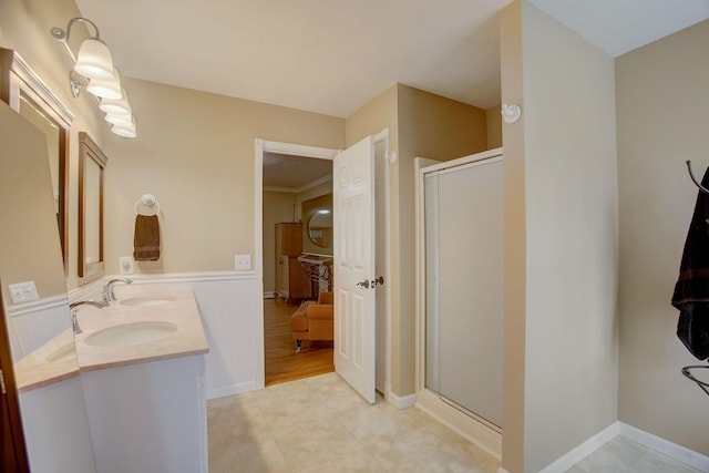 1064 Crane Ct, Kingston Springs, TN 37082 - full bathroom with double vanity and a shower stall
