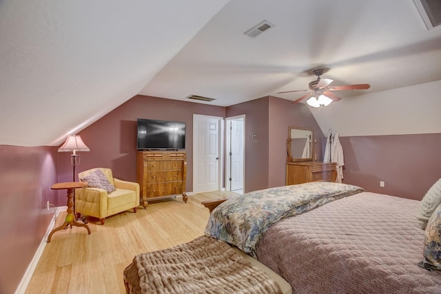 1064 Crane Ct, Kingston Springs, TN 37082 - bedroom with wood finished floors, vaulted ceiling, and ceiling fan