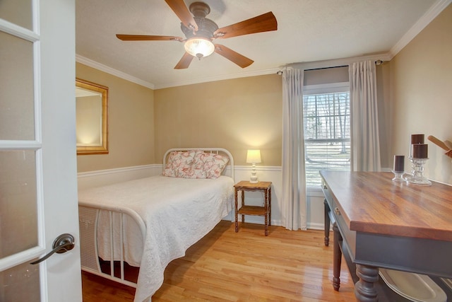 1064 Crane Ct, Kingston Springs, TN 37082 - bedroom featuring wood finished floors, crown molding, and ceiling fan