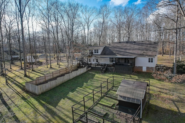 1064 Crane Ct, Kingston Springs, TN 37082 - view of yard with a wooden deck and stairs