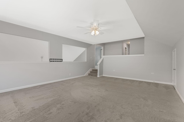 1220 Kelly Ct, Franklin, TN 37064 - carpeted spare room featuring ceiling fan, stairs, and lofted ceiling