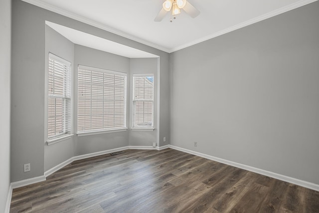 1220 Kelly Ct, Franklin, TN 37064 - empty room with dark wood-style floors, ceiling fan, and crown molding