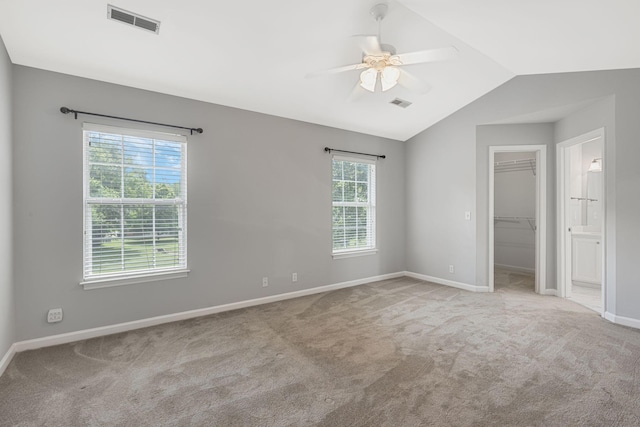 1220 Kelly Ct, Franklin, TN 37064 - carpeted empty room featuring vaulted ceiling and ceiling fan