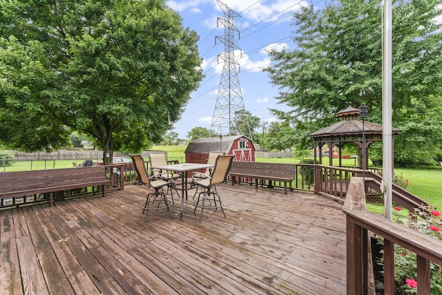 2709 Emery Dr, Nashville, TN 37214 - wooden terrace with outdoor dining space, a gazebo, and a storage shed