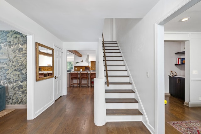1231 Carl Seyfert Memorial Dr, Brentwood, TN 37027 - stairway with wood finished floors and recessed lighting