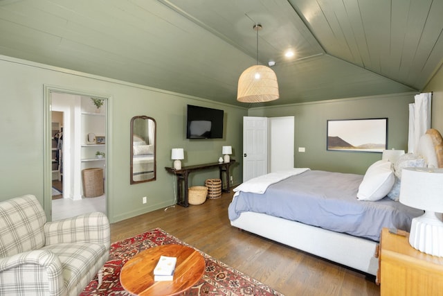 1231 Carl Seyfert Memorial Dr, Brentwood, TN 37027 - bedroom featuring wood finished floors, lofted ceiling, wooden ceiling, and ornamental molding