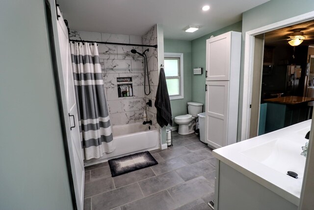 60 Jayson St, Camden, TN 38320 - bathroom with vanity, shower / bath combo with shower curtain, tile patterned flooring, and recessed lighting