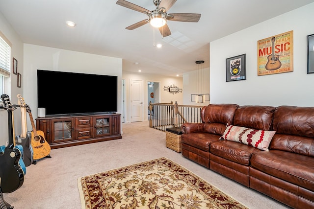 468 Rosy Dale Dr, Gallatin, TN 37066 - carpeted living area featuring a ceiling fan and recessed lighting