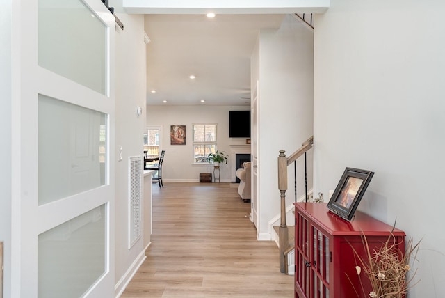 468 Rosy Dale Dr, Gallatin, TN 37066 - hall with light wood-type flooring, recessed lighting, and stairway