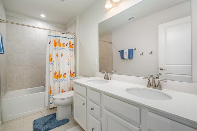 468 Rosy Dale Dr, Gallatin, TN 37066 - full bath with tile patterned flooring, shower / bath combo with shower curtain, and double vanity