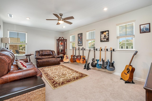 468 Rosy Dale Dr, Gallatin, TN 37066 - carpeted living area with plenty of natural light, ceiling fan, and recessed lighting