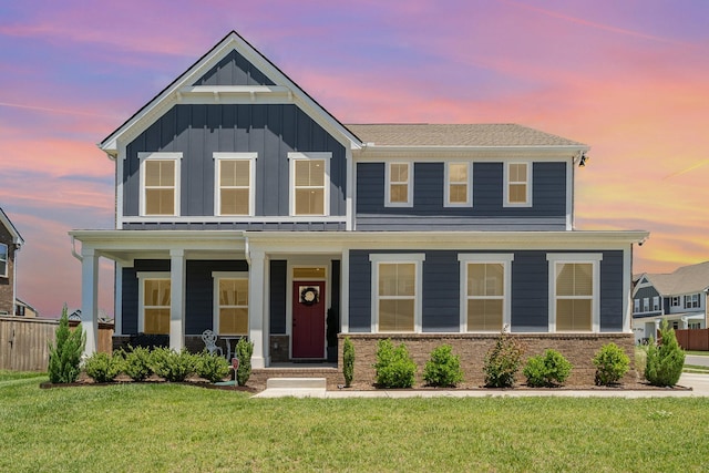 468 Rosy Dale Dr, Gallatin, TN 37066 - view of front of house featuring covered porch, board and batten siding, and brick siding