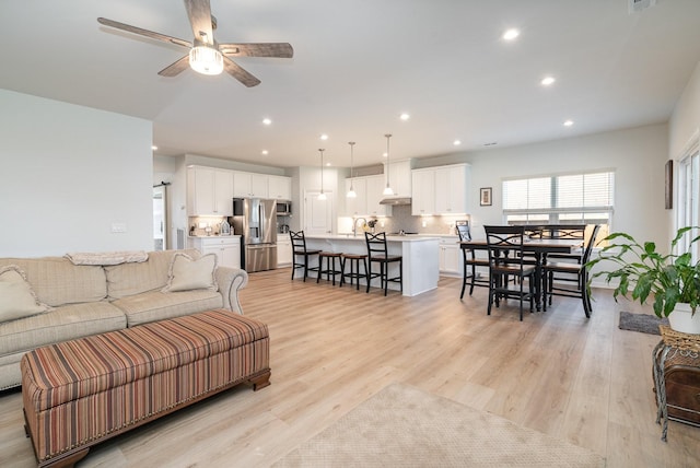 468 Rosy Dale Dr, Gallatin, TN 37066 - living area featuring recessed lighting, ceiling fan, and light wood-style floors