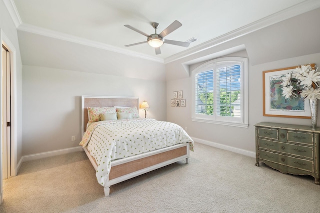 114 Middleton Cir, Nashville, TN 37215 - bedroom featuring crown molding, light colored carpet, and a ceiling fan